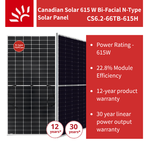 Canadian Solar 615W Bi-Facial(Double Glass) N-Type