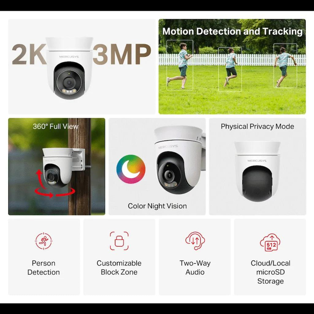 TP-Link Mercusys Outdoor Pan/Tilt Security Wi-Fi Camera