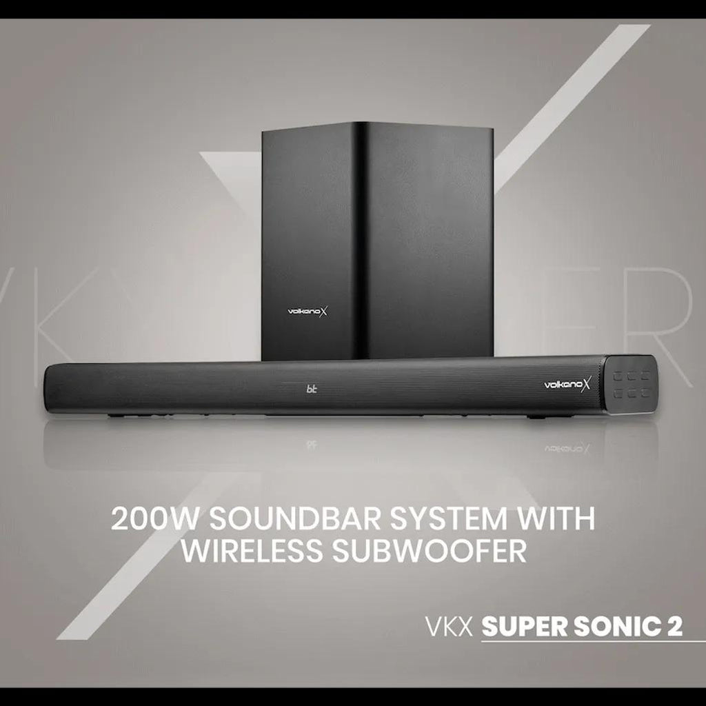 VolkanoX Supersonic 2 Series 2.1 200w Soundbar System with Wireless Subwoofer - Black