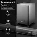 VolkanoX Supersonic 2 Series 2.1 200w Soundbar System with Wireless Subwoofer - Black