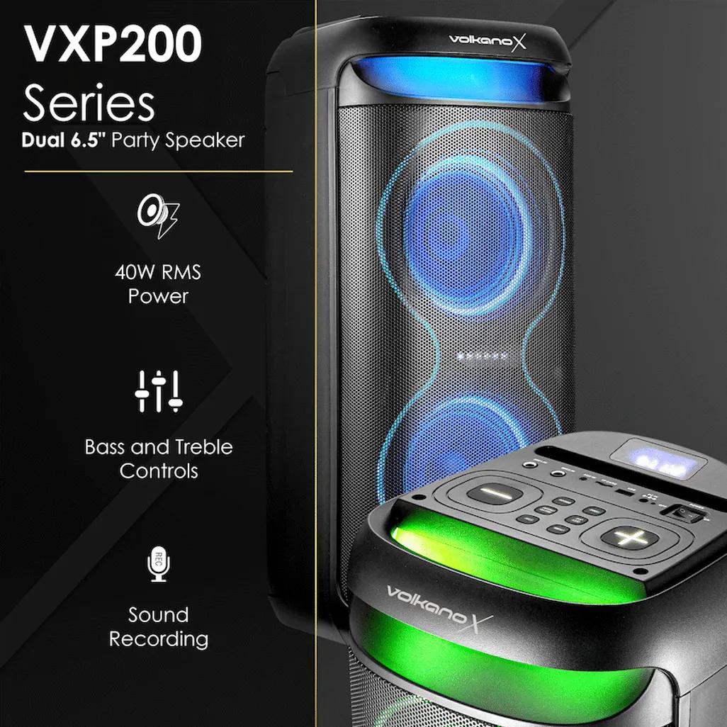 VolkanoX VXP200 Dual 6.5 inch Party Speaker - Black