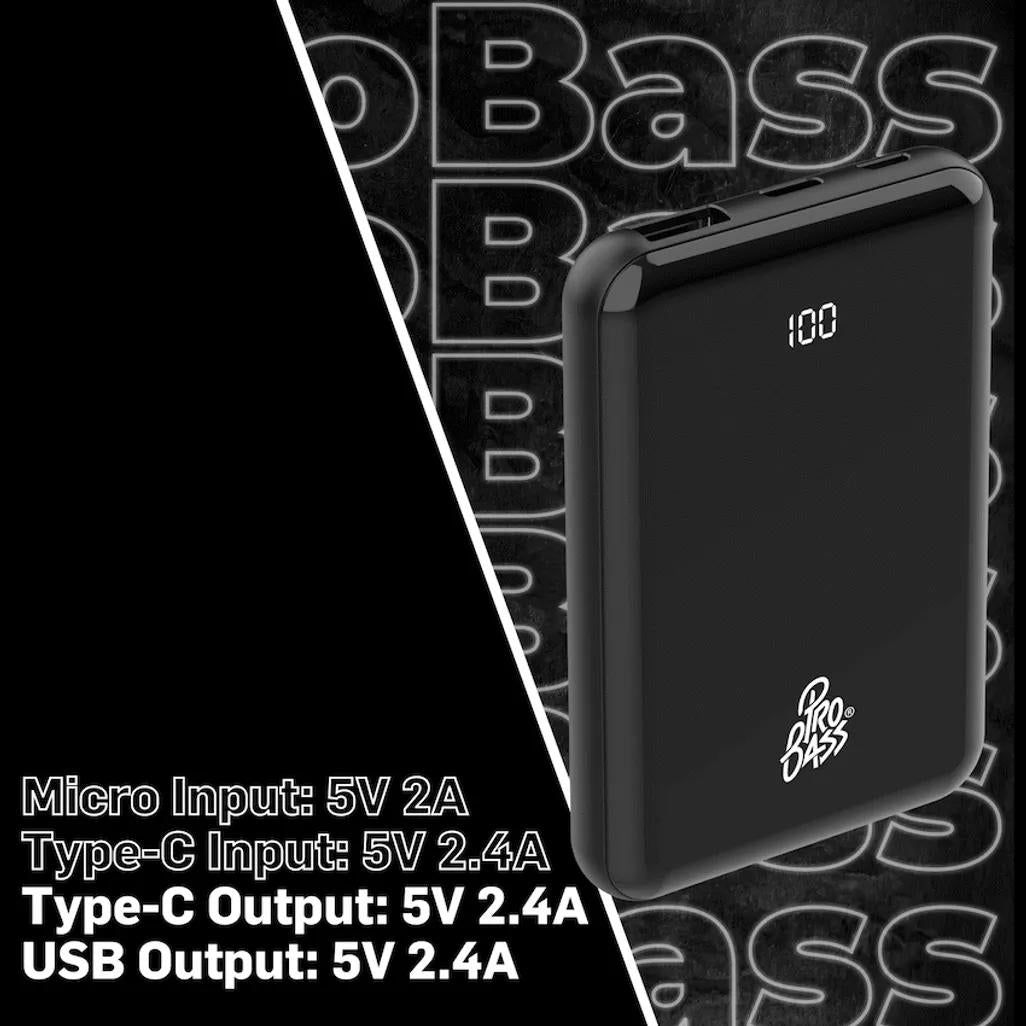 Pro Bass - ChargeMax 2 5000mAh power bank - Black