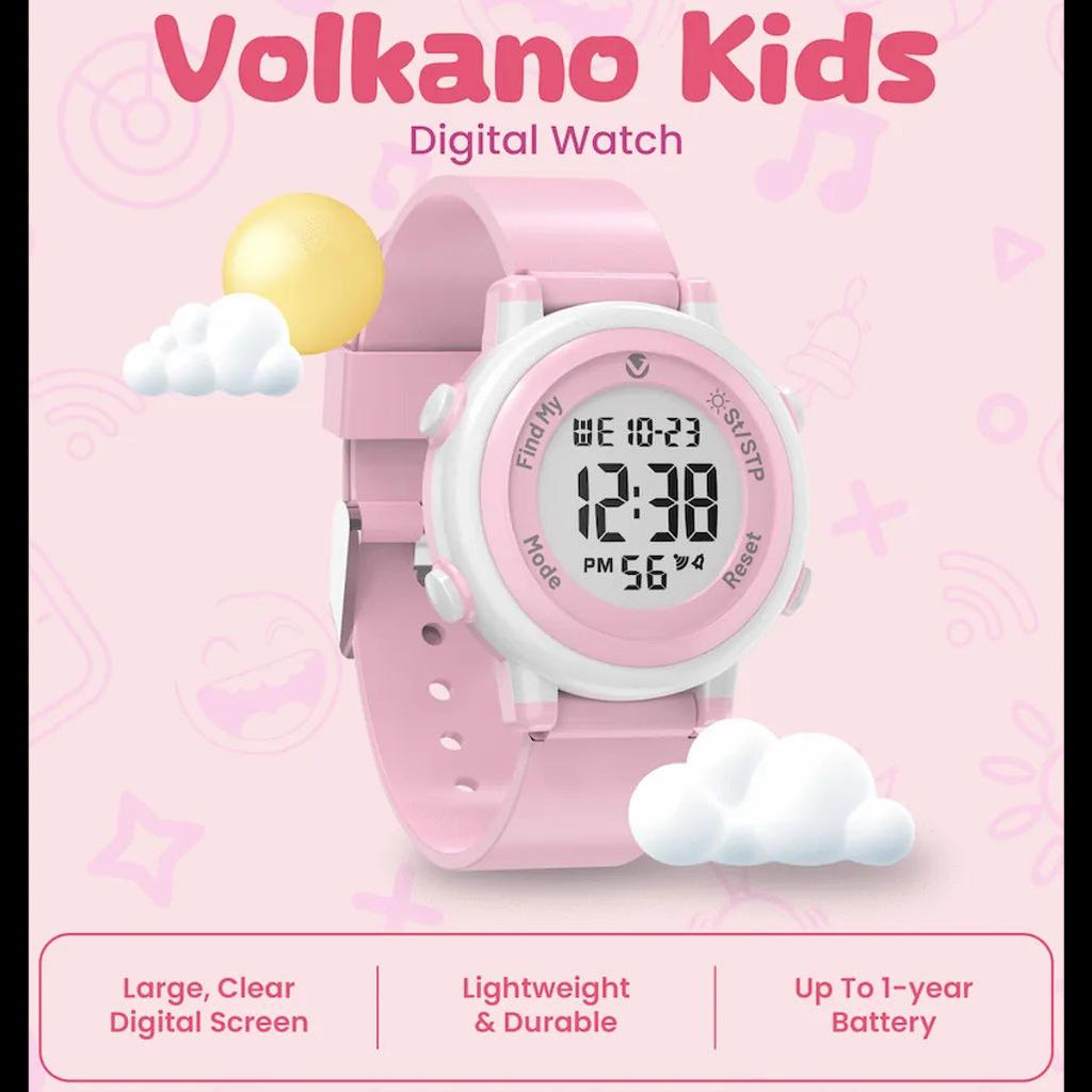 Volkano Kids Digital Watch with Apple Find My - 3ATM Waterproof (Anti-Lost) - Pink