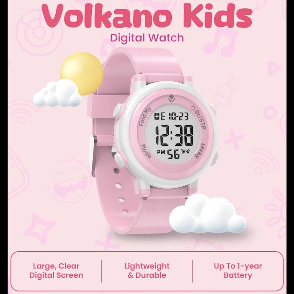 Volkano Kids Digital Watch with Apple Find My - 3ATM Waterproof (Anti-Lost) - Pink