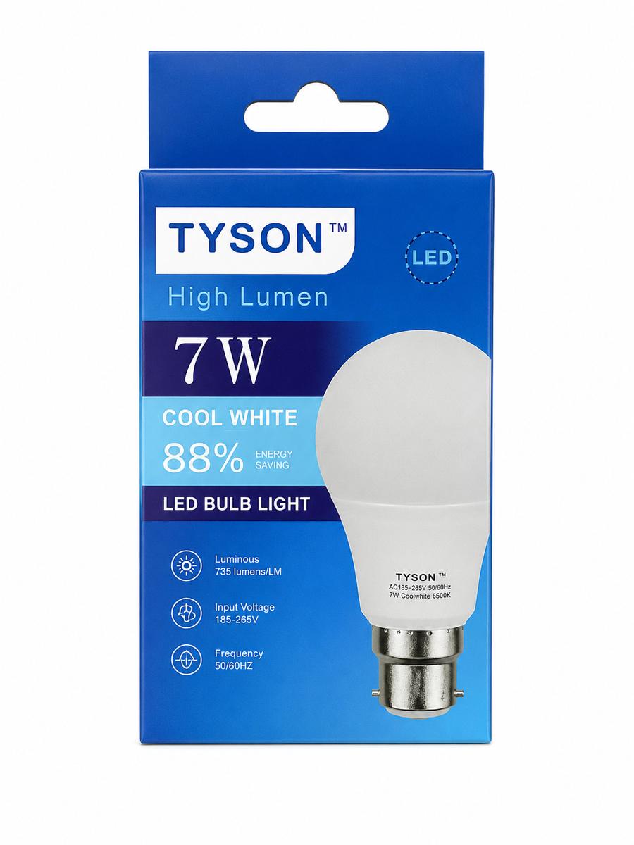 TYSON LED BULB 7W B22 - New Regulation 105LM/W