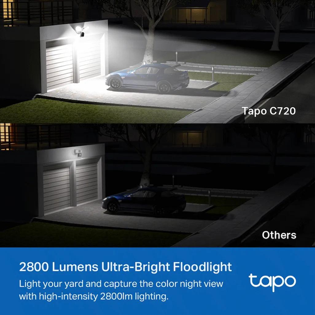 TP-Link Tapo C720 4MP 2K QHD Outdoor security Camera with 2800 lumen floodlight