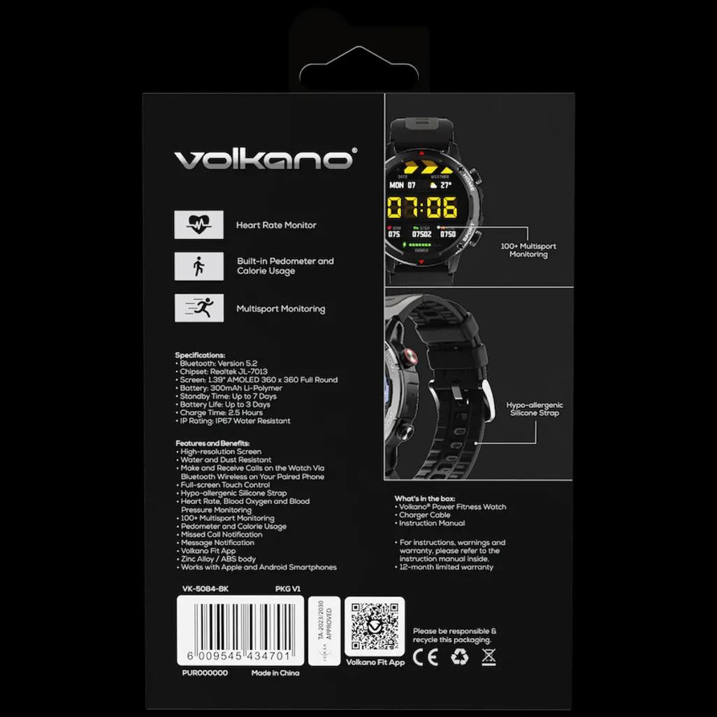 Volkano Power Series Smart Watch - Black