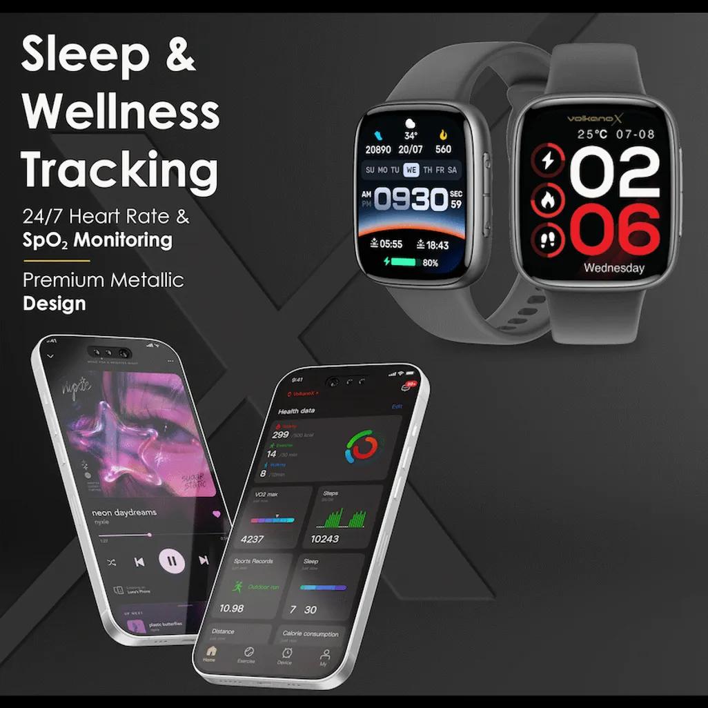 VolkanoX Solaris Series Fitness Smartwatch - Black