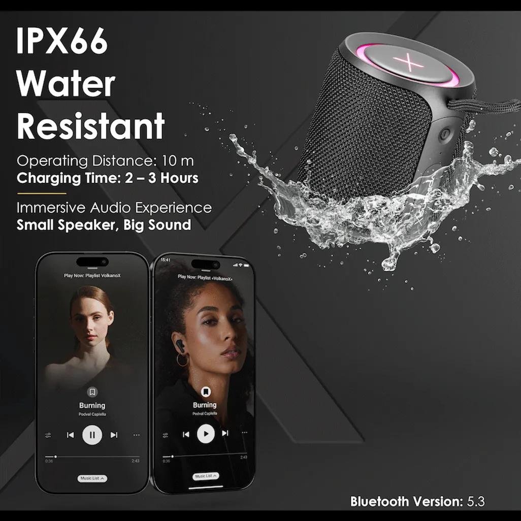 Volkano X Wave IPX66 Bluetooth Speaker - Black