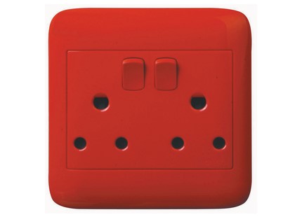 4X4 Red Dedicated Double Switched Socket