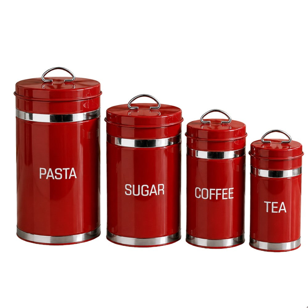 4PC FLORENZO CANISTER SET  - RED