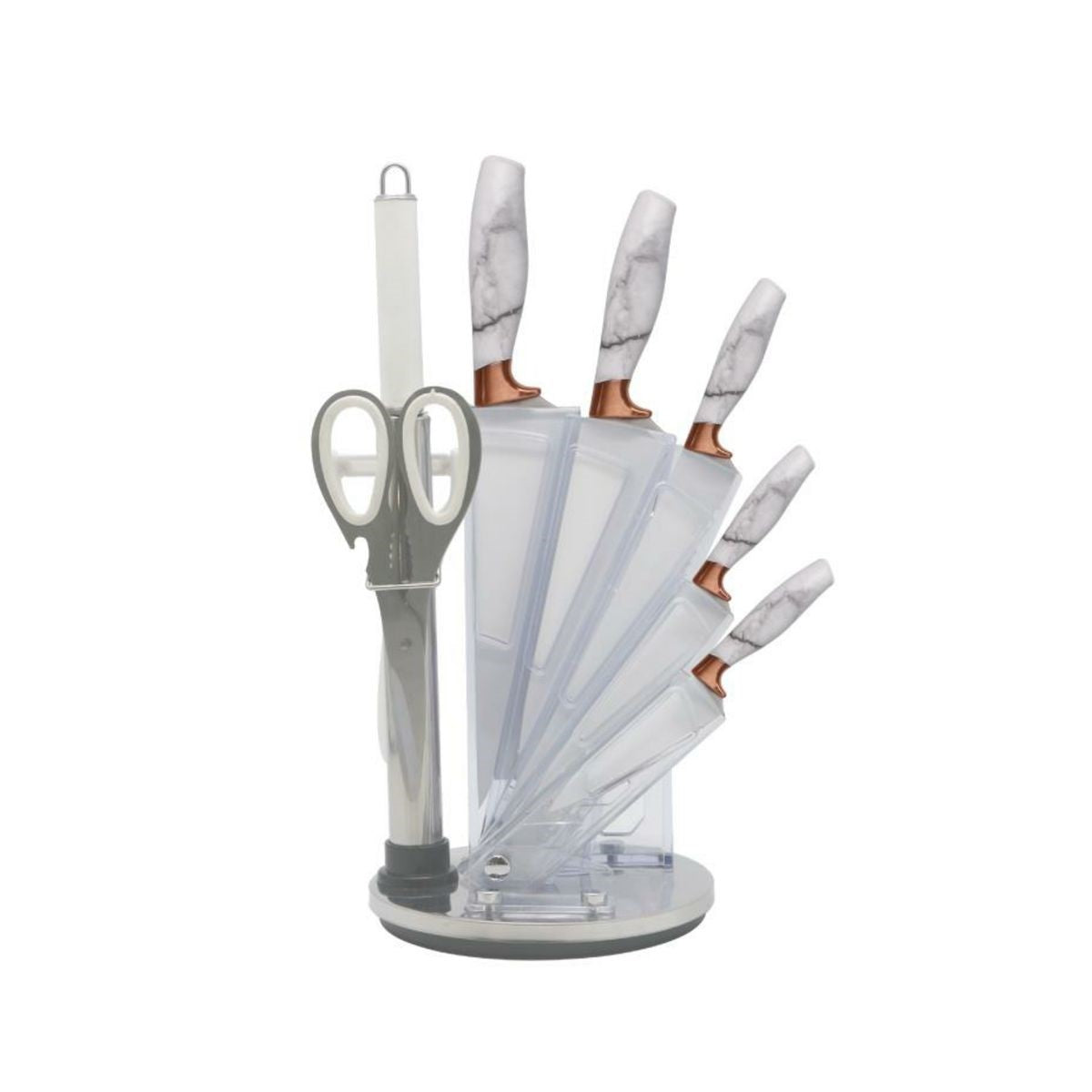 9PC KNIFE SET - Marble and Gold trim