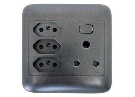 ONESTO ORACLE RANGE    4X4 16A Socket+ 3 New ZA Switched Socket Black