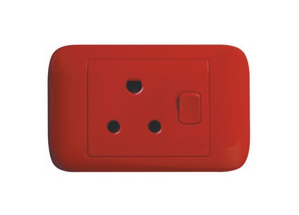 ONESTO ORACLE RANGE     4X2 Red Dedicated Switched Socket