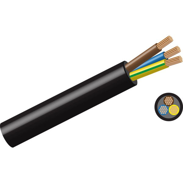 0.7mmx3 Core Cabtyre Cable Black