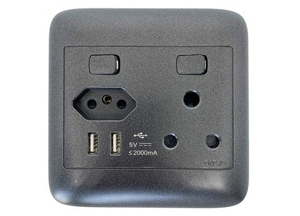 ONESTO ORACLE RANGE      4X4 Black 1 x New ZA + Single + Double USB Socket
