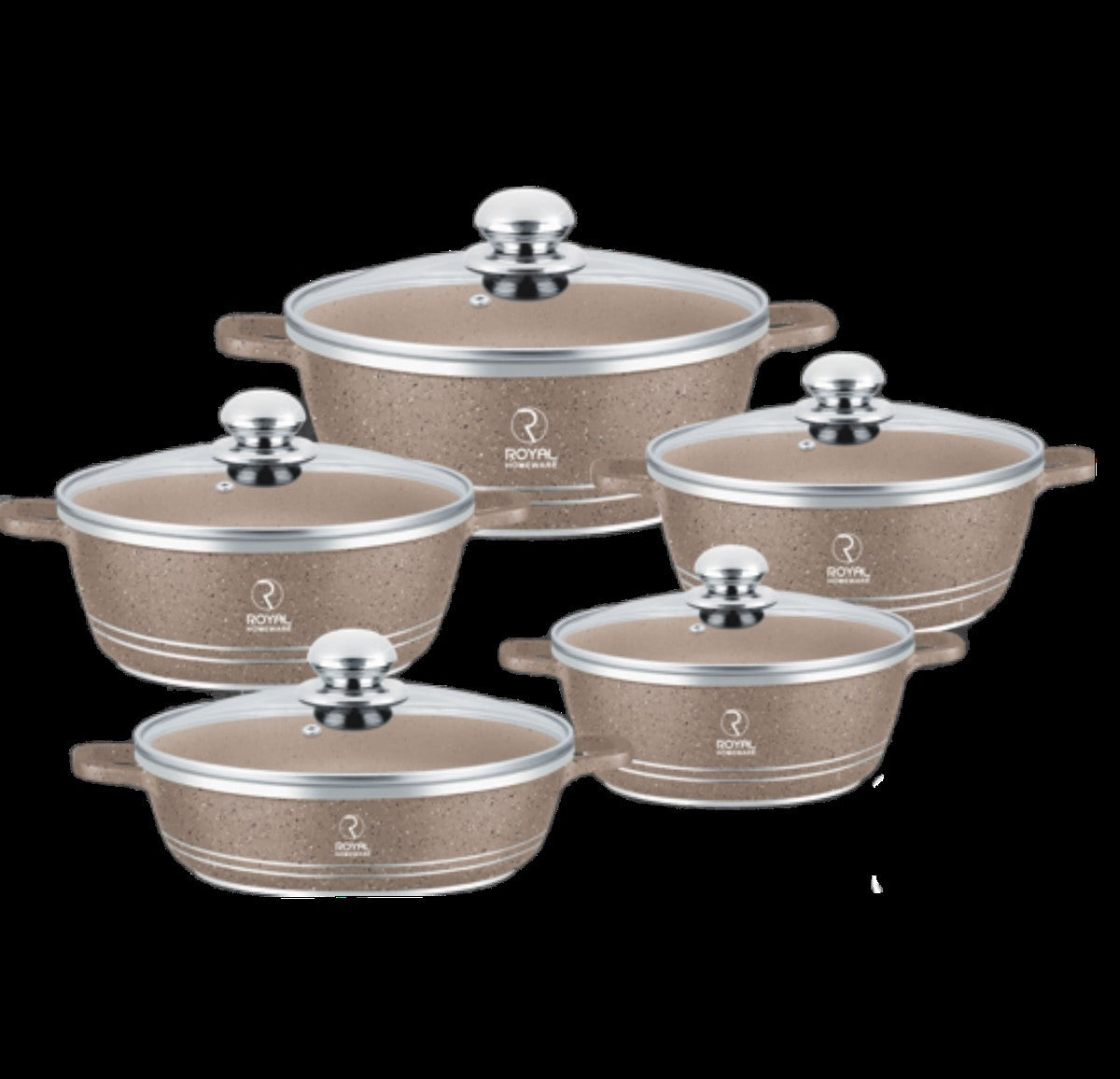 10PC ALUMINUM POT SET - MOONROCK