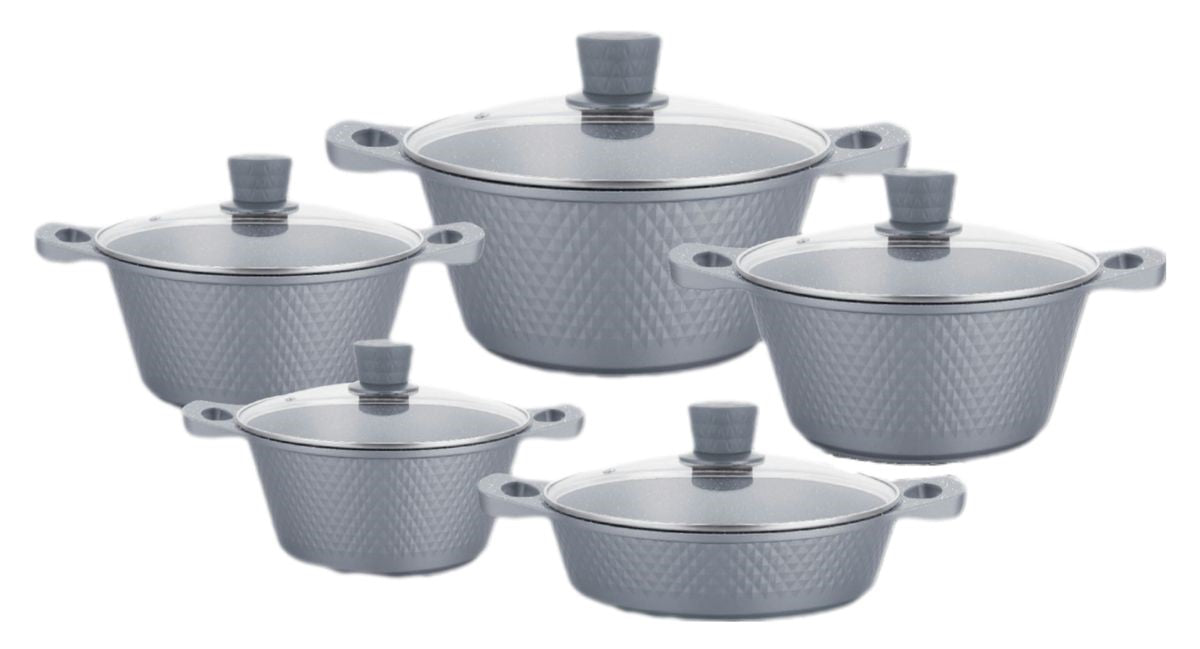 10 PCS DIAMOND EMBOSSED COOKWARE  SET