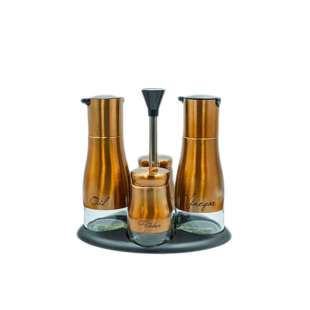 4PC OIL VINEGAR SET - gold