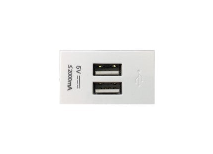 ONESTO TRINITY RANGE       2 Port 2A 5V White Usb Socke