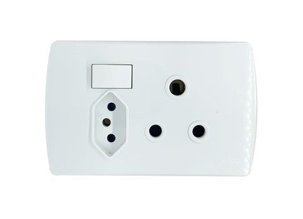 ONESTO TRINITY RANGE    4X2 16A 3Pin Sa Socket + 3Pin Za Plug Socket White