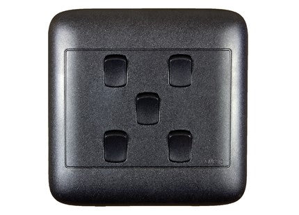 ONESTO ORACLE RANGE    4X4 5 Lever 1 Way Black Switch
