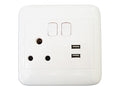 Onesto oracle range  4X4 Single Switched Socket + 2 x USB