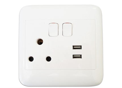 Onesto oracle range  4X4 Single Switched Socket + 2 x USB