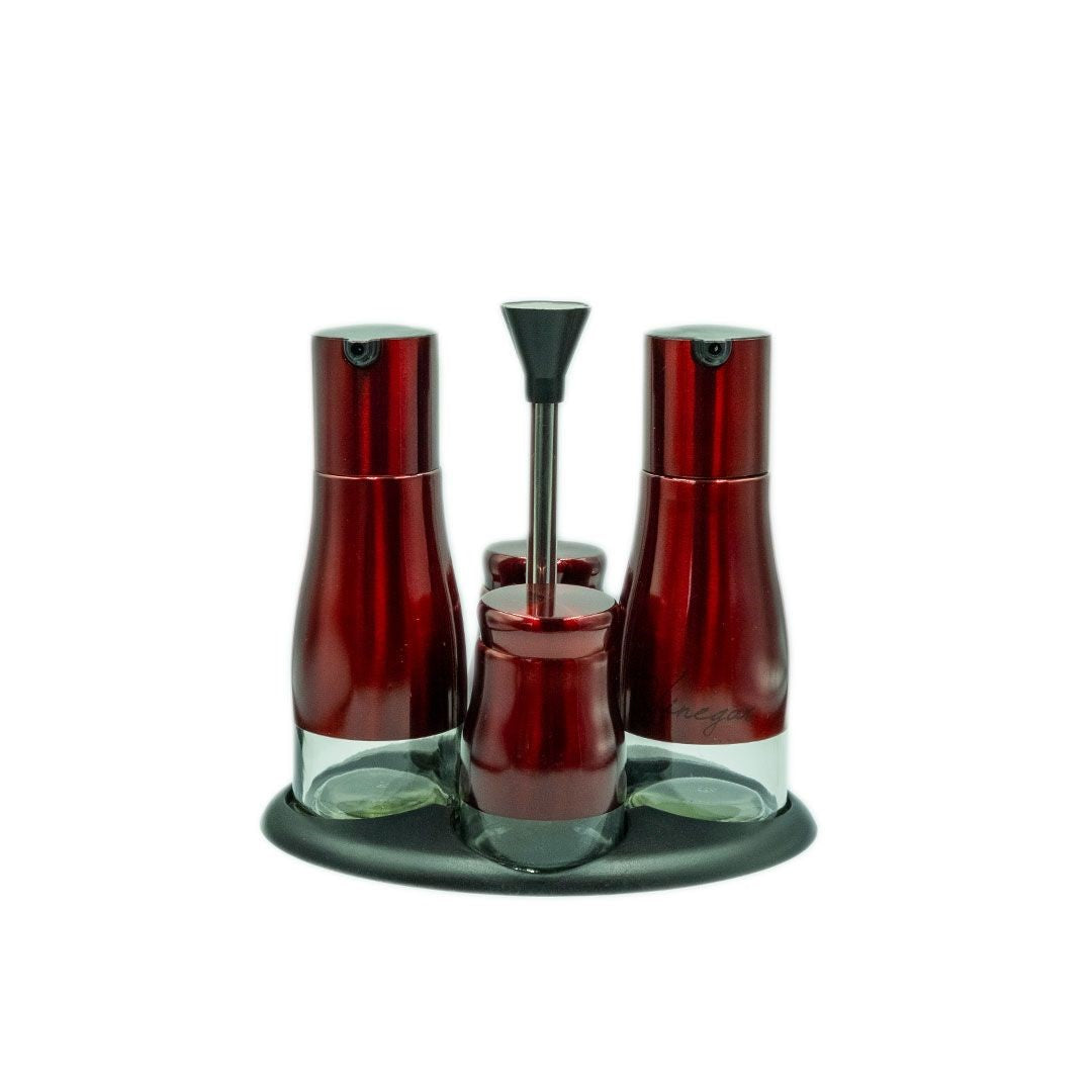 4PC OIL VINEGAR SET - Red