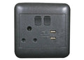 ONESTO ORACLE RANGE     4X4 Black Switched Socket + 2 USB Sockets